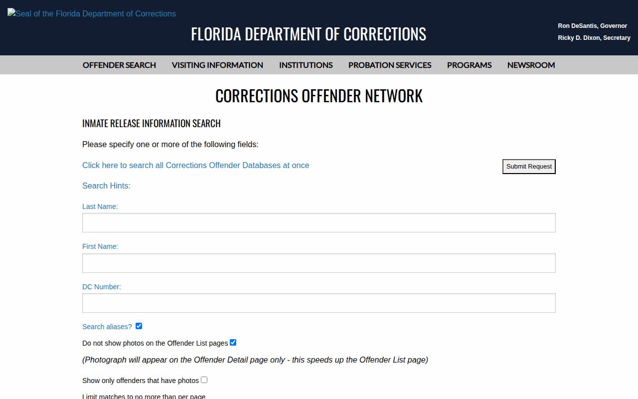 Hardee County released inmate FDC release search