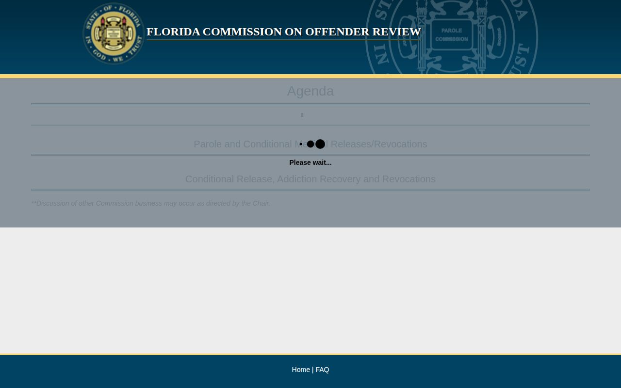 Hardee County parole agenda for scheduled FCOR consideration