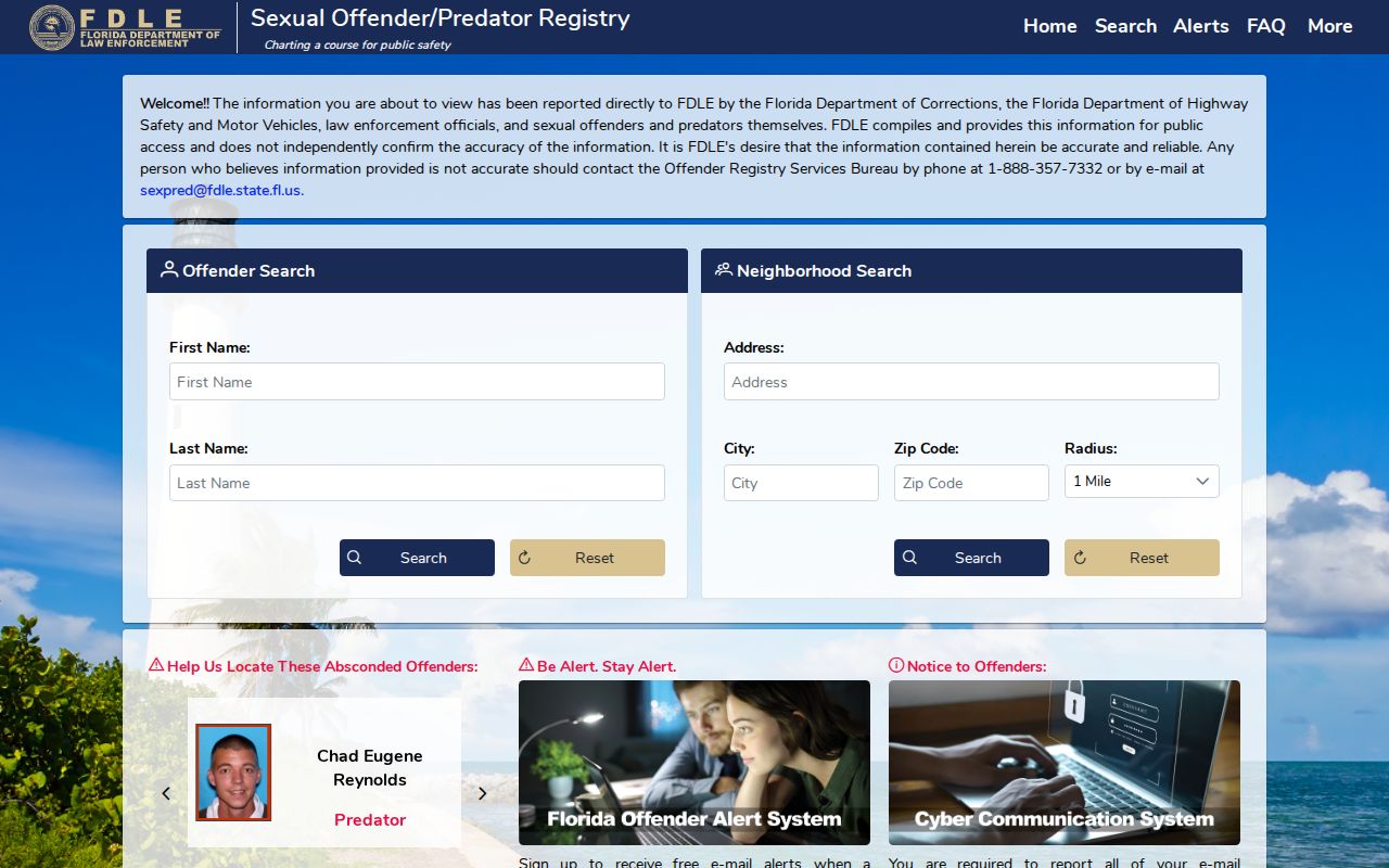 Hardee County released inmate photo search in the official FDLE registry